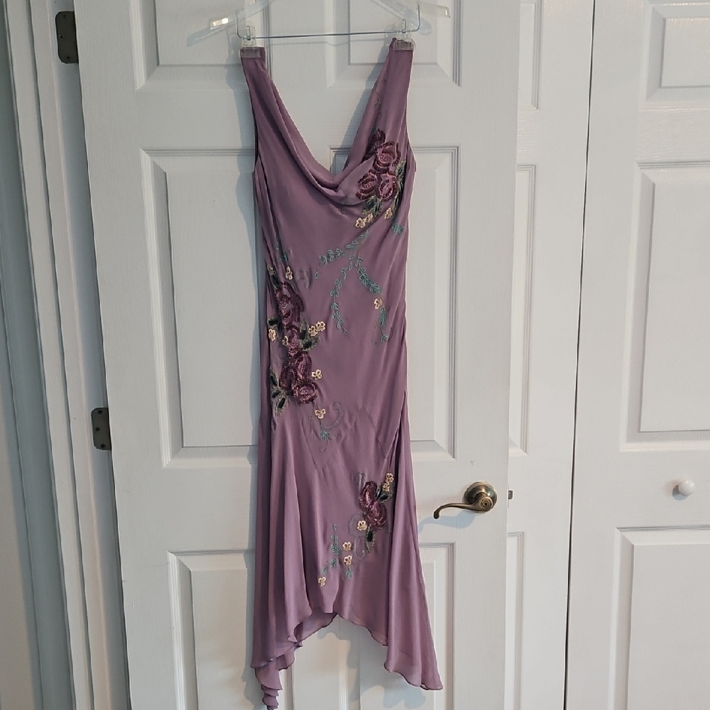 Elegant Lavender Purple Floral Beaded Dress Mother Of Bride/ Groom, Formal